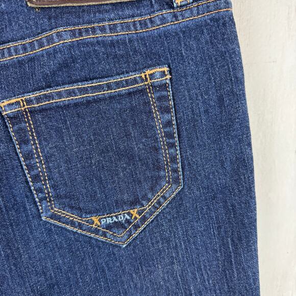 PRADA Dark Blue Stretch Denim Contour Fit Straight Leg High Rise Jeans Size 29 - Picture 2 of 16